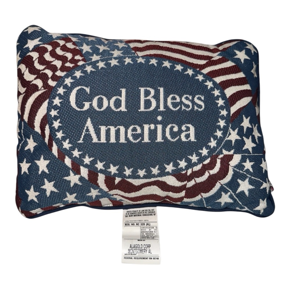 Vintage Patriotic Decorative Pillow - Blue and Red by Riverdale 17”by12”